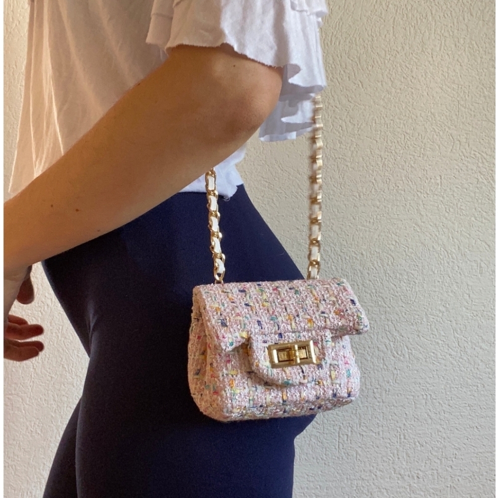 Mini (Tweed) Pearl & Floral Gold Chain Shoulder Bag